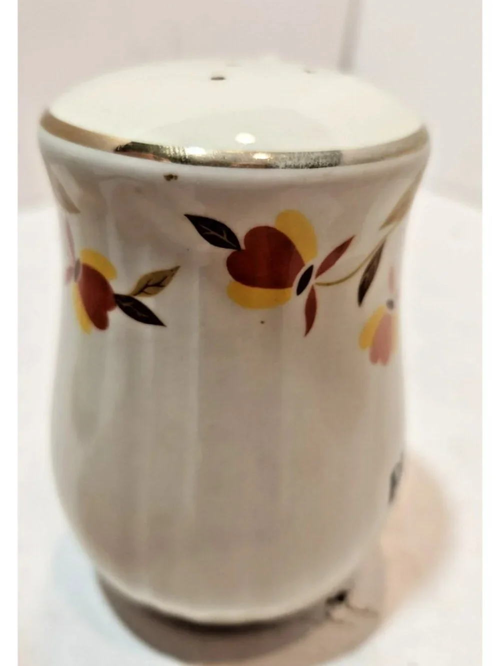 Vtg Hall Autumn Leaf Left Right Handled Salt & Pepper Range Set Mary Dunbar